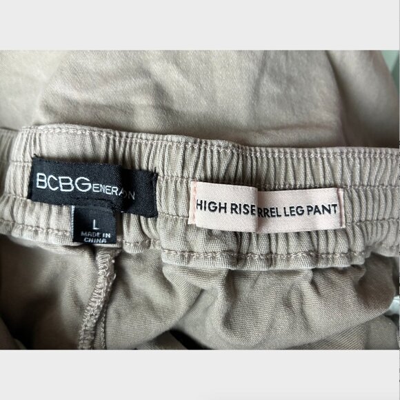 BCBGeneration Gray/Light Brown High Rise Barrel Leg Pant - Picture 4 of 4